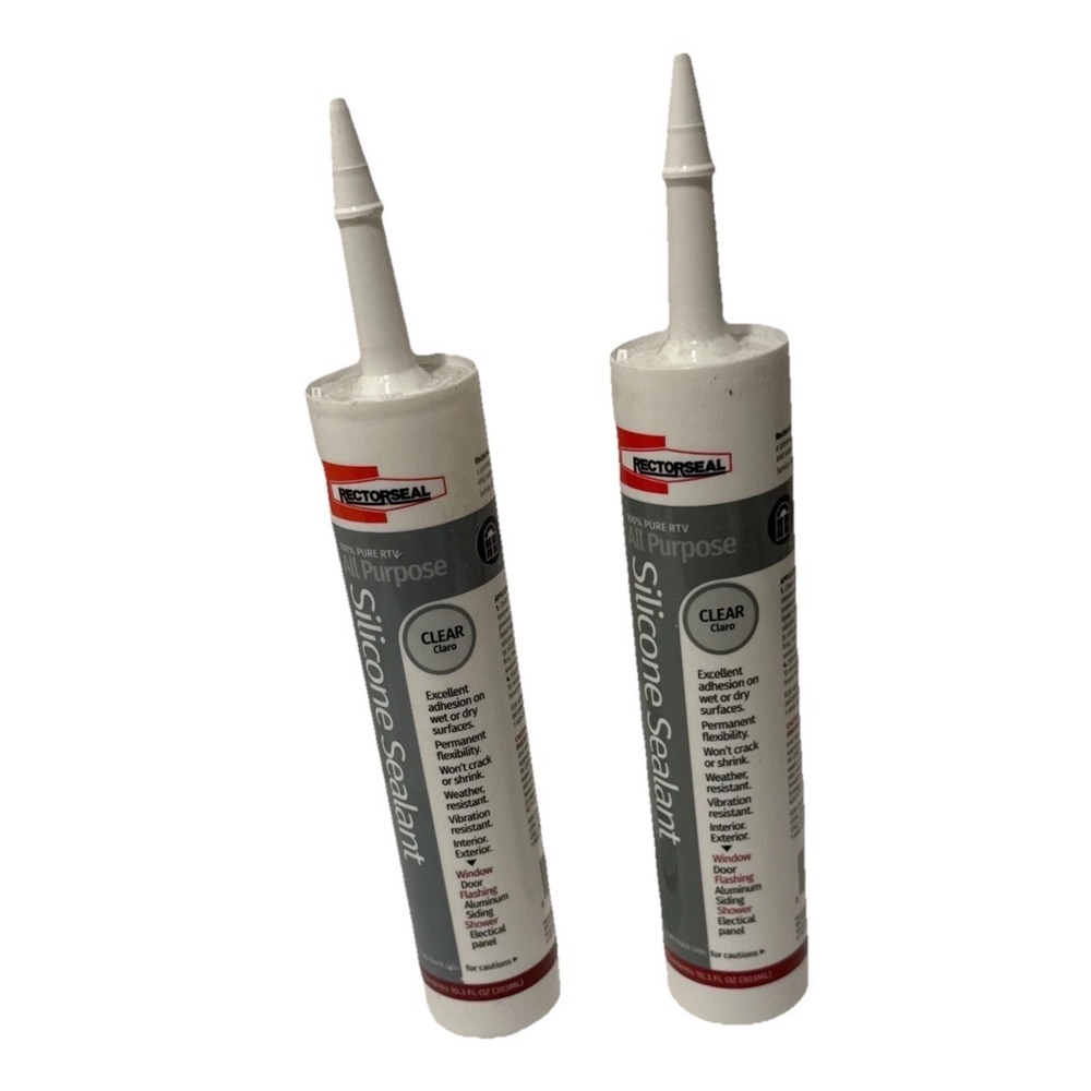 Lot Of Two Rectorseal 57506 10.3 oz Clear Silicone Sealant Permanent Flexibility